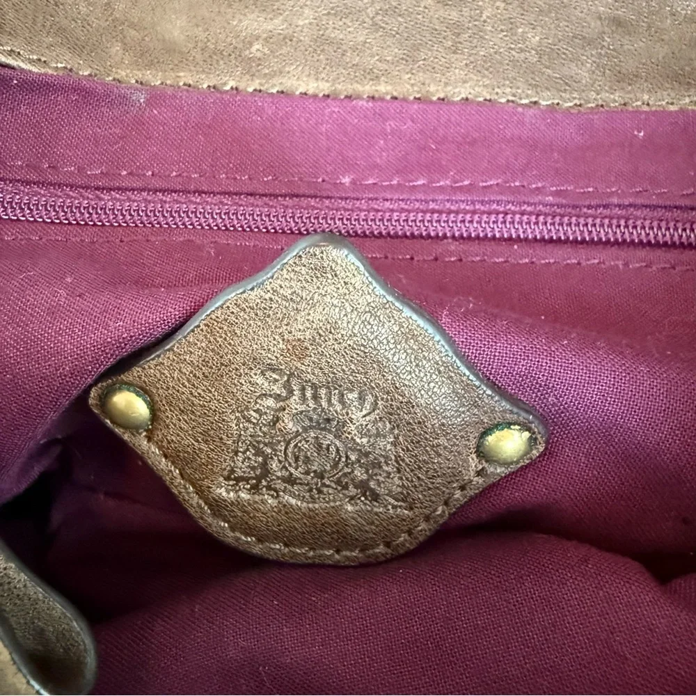 Juicy Couture Brown Distressed Leather Steampunk Clutch Bag Gold 🔒  Y2K